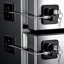 4 Pack Refrigerator Locks with Keys for Kids, Toddlers and Adults, Self Adhesive Child & Baby Proofing Fridge Latch for Double Door, French Door, Cabinets and Drawers, Oven, Windows (Patent)