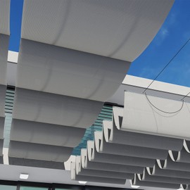 COARBOR 7'Wx10'L Pergola Shade Cover Retractable Shade Awning Slide Flexible Canopy for Patio Deck Porch Hang Down U Shape Wave Shade Cover Wire Cable Hardware Included Light Grey