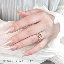 Ururila Gel Press-On Nails, Curing Type, Just Stick it On, Home Nail Care, Glossy Fit, Beige, 780. Champagne Glitter x Clear