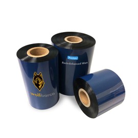 6 Rolls Wolfbarco 3.15" x 1476' (80mm x 450m) Black Premium Resin-Enhanced Wax Thermal Transfer Ribbon Compatible with Zebra,TEC, INTERMEC,Citizen,TSC,GODEX,ARGOX Printers