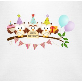 Birthday Baby Party Owls Happy Birthday Baby Romper Organic Cotton for Boys and Girls - White