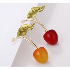 Creative Cherry Brooches For Women Enamel cherries Fruits Weddings Casual Party Brooch Pins Gifts (yellow)