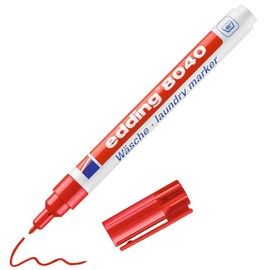 edding 8040 laundry marker - red - 1 pen - round nib 1 mm - textile marker for labelling clothes, wash-resistant at 95°C - laundry pen