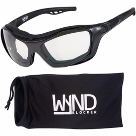 WYND Blocker Motorcycle Riding Glasses Extreme Sports Wrap Sunglasses (Black/Clear)