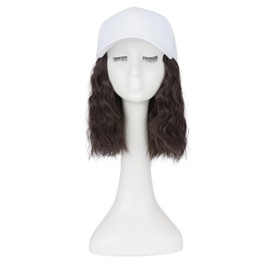 Hairro Hat With Hair Attached Synthetic Baseball Ball Cap Hair Wig 8" 190g #4A Medium Brown