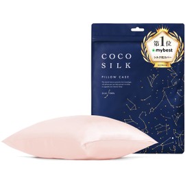 COCOSILK Silk Double-Sided Pillowcase, 19 Momme Zipper, 100% Silk, 6A Rank, OEKO Certified, Pillow Cover, Beautiful Hair, Coco Silk, 16.9 x 24.8 inches (43 x 63 cm), Light Pink