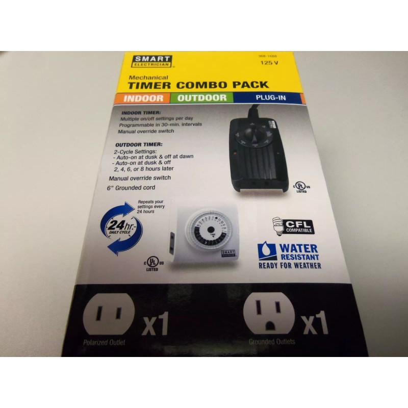 SMART ELECTRICIAN Indoor & Outdoor Timer, Timer Combo 2 Pack,