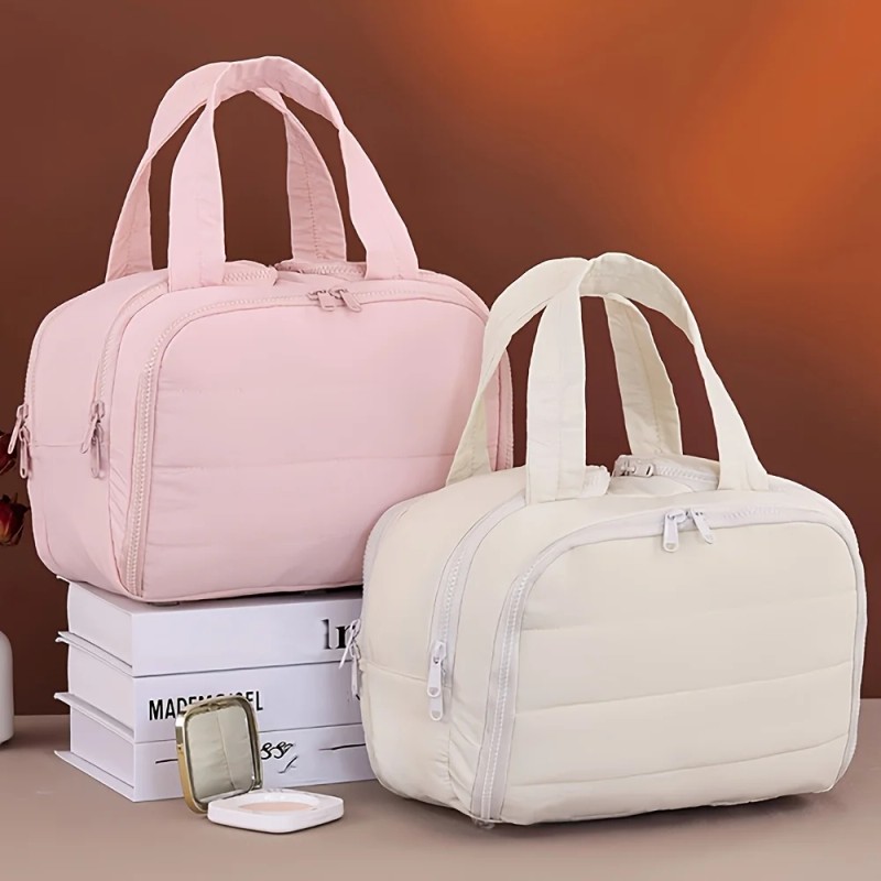 Large Capacity Cosmetic Travel Toiletry Organizer Lightweight Portable Four-Door Zipper