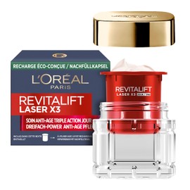 L'Oréal Paris Revitalift Laser X3 Day Cream, Firming and Plumping Anti-Ageing Face Care with Triple Effect, with Hyaluronic Acid, Vitamin C and Pro-Retinol, 50 ml Refill Capsule