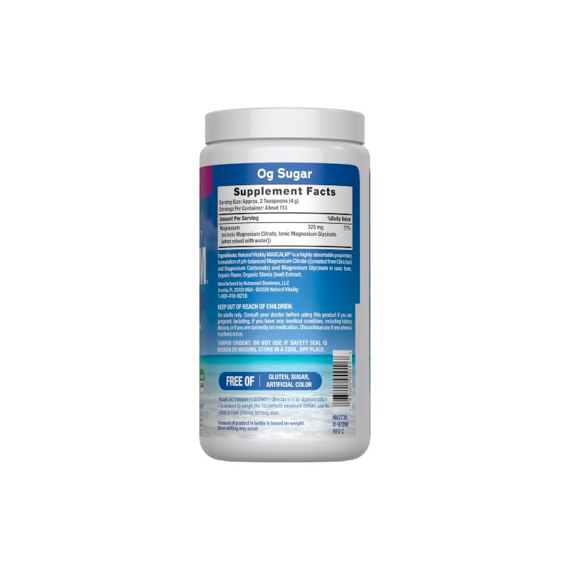 Natural Vitality Natural Calm Diet Supplement, Raspberry Lemon, 16 Ounce
