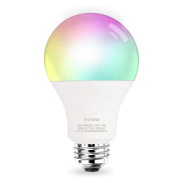3Stone Smart Light Bulbs, 100W Equivalent WiFi Bulb, 1050 Lumens LED Color Changing A21 Smart Bul(Dimmable 2700K-6500K RGBCW) Tunable White Works with Alexa, Google Home RGB Bulb