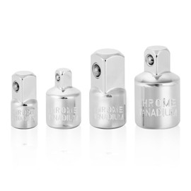 Nikcrlo Socket Adapter, 4 Piece Socket Adapter Socket Set Adapter, 1/4 Inch to 3/8 Inch, 3/8 Inch to 1/4 Inch, 3/8 Inch to 1/2 Inch, 1/2 Inch to 3/8 Inch for Ratchets, Sockets