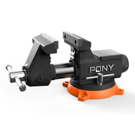 PONY 4 Inch Heavy Duty Bench Vise 4400LBS Clamping Force, Pro Workshop Workbench Vise with 360-Degree Rotatable Base and Anvil, 4-Inch Jaw Opening and Width for Woodworking, Drilling, Pipe Cutting