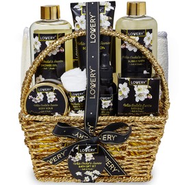 Birthday Gifts for Mom, Bath and Body Gift Basket for Women and Men – Orchid & Jasmine Home Spa Set With Body Scrubs, Lotions, Oils, Gels and More - Care Package for Women & Men - 9 Piece Set