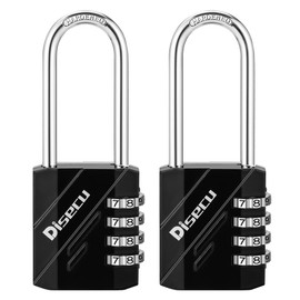 Disecu 2 Pack 4 Digit Combination Lock 2.5 Inch Long Shackle Outdoor Waterproof Padlock for School Gym Locker, Fence, Toolbox, Hasp Gate, Storage (Black)
