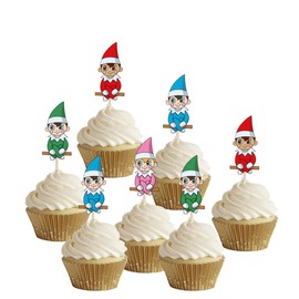 AK Giftshop Christmas Elf Mix Cupcake Toppers Party Food Decorations Sticks Picks (24 Pack)