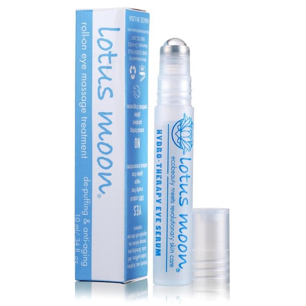 Lotus Moon Hydro-Therapy Roll-On Eye Serum - instant hydration for your delicate eye area with Hyaluronic Acid; helps reduce puffiness, and fine lines (10 ml)