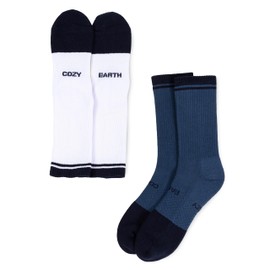 Cozy Earth Essential Calf Socks for Women and Men – Ultra-Soft 70% Mercerized Cotton Crew Socks 2-Pack Set – Breathable Seamless Toe – Cushioned Heel & Arch Support - Medium Eclipse