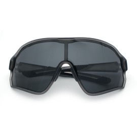 Classic Y2K Oversized Sport Shield Plastic Colored Mirror Mens Wrap Sunglasses Slate - Black