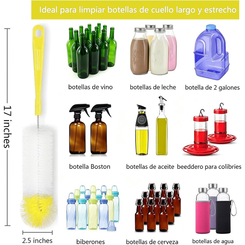 Set de 9 Pcs Cepillos de Limpieza, Mango Largo Desmontable