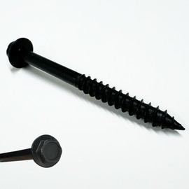 (25) 3/8” X 4” Black Hex Head Lag Wood Screws, Heavy Duty lag Bolts for Timber, Tree Houses, Fences by BRAUNY BOY HARDWARE -Qty 25