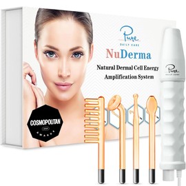 NuDerma Skin Therapy Wand - Portable Handheld High Frequency Skin Therapy Machine - Acne Treatment - Skin Tightening - Wrinkle Reducing - Dark Circles