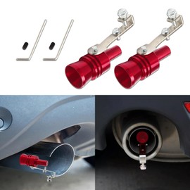 QZTYTY 2PCS Turbo Sound Whistle Simulator, Car Turbo Whistle Car, Aluminum Alloy Universal Turbo Sound Exhaust Muffler Pipe Whistle, Automotive Replacement Exhaust Mufflers Fit Car Truck (Red)