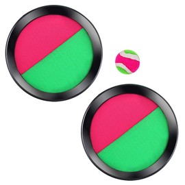 Toss and Catch Set with Two Hook and Loop Paddle Discs and Tennis Ball - Fun Outdoors, Garden & Beach Toy Game For The Whole Family, Develops Hand-Eye Coordination