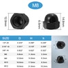 M8 Acorn Nuts 20PCS Black M8-1.25 304 Stainless Steel(18-8) Acorn