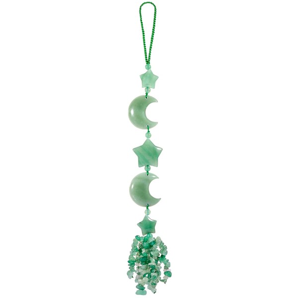 KYEYGWO Green Aventurine Reiki Healing Crystal Moon Hanging Decoration with