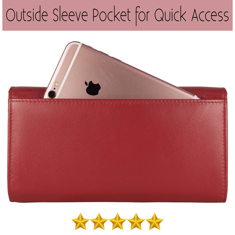 Mou Meraki Women RFID Blocking Genuine Leather Bifold Wallet-Clutch For