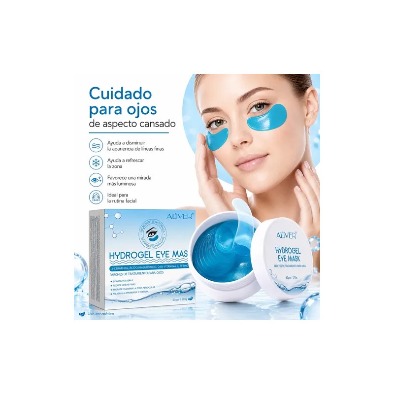 60 Mascarilla Ojos Hydrogel Ojeras Bolsas Retinol + Colágeno