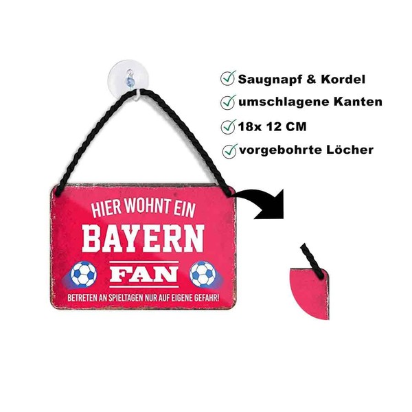 schilderkreis24 Tin Sign Funny Saying Decorative Item Sport Club Gift Idea Men Club Football Fan 18 x 12 cm (Bavaria Fan)