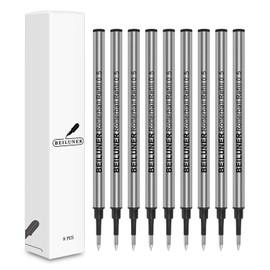 BEILUNER 0.5mm Replaceable Refills Compatible Luxury Wooden Ballpoint Pen Writing Set, Black Ink, direct insertion - 9 Pack