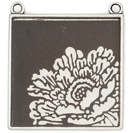 Blue Moon Beads Bella Artiste Metal Pendant, Frame Square Flower, Antique Silver