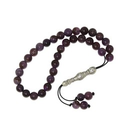 Jeannieparnell W59 Loose String Greek Komboloi Prayer Beads Worry Beads 8mm Amethyst Gemstone Handmade Design