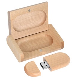 Novelty Wooden USB 2.0 Flash Drive Data Storage Memory Stick USB Stick Pendrive with Wooden Box (64GB, Ellipse Wood)