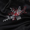 Jumwrit Bridal Hair Comb Red Rhinestone Crystal Wedding Hairpiece for