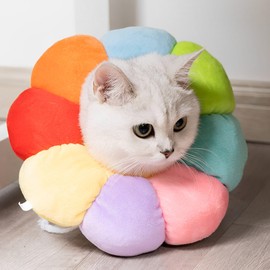 XSQD Pet Recovery Collar, Dog Cat Cone Collar Recovery Kitten Soft Neck, Adjustable Buckle, sun flower Soft Protective, Excellent Recovery Surgery Wound, Elizabeth Comfy Cotton, Not Block Vision (S)