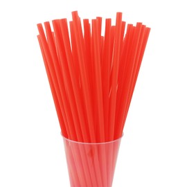 YAOSHENG200PCS 10.2 Inches Disposable Decorative Red Plastic Straws for Birthday Wedding Cocktail Party Supplies (0.23 * 10.2inch) (Red)