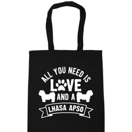 Hippowarehouse All you need is love and a Lhasa Apso Tote Shopping Gym Beach Bag 42cm x38cm, 10 litres