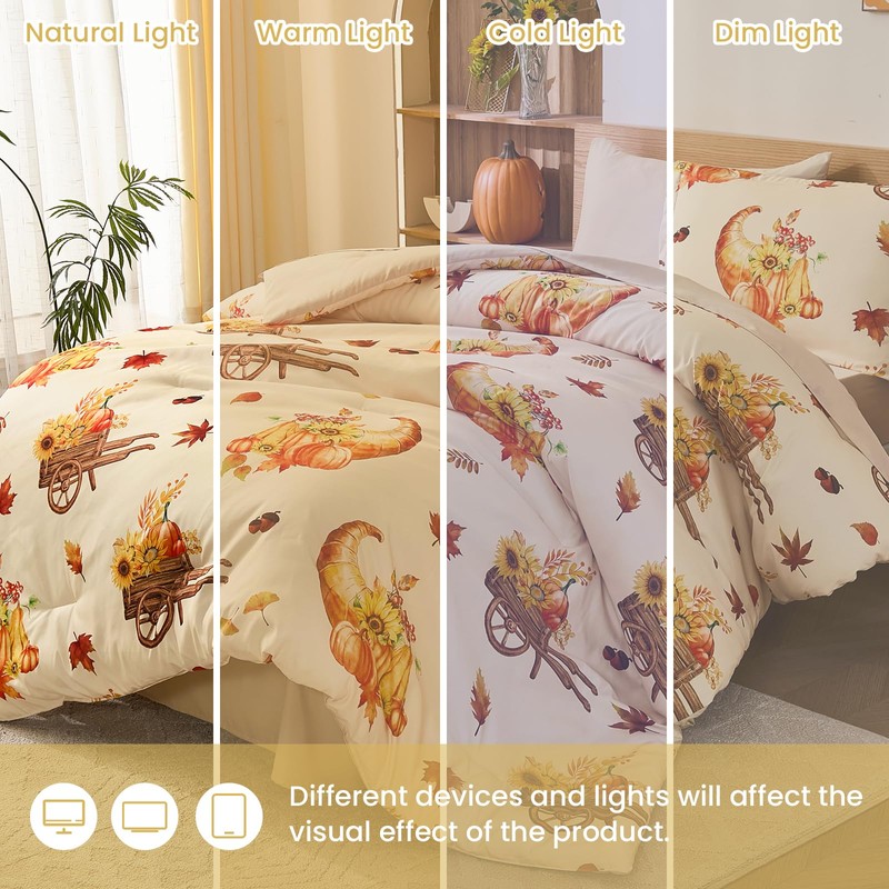 Cottolester Twin Size Comforter Thanksgiving Comforters for Boys&Girls