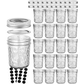 Mason Jars 6 OZ, VERONES 20 PACK 6oz Mason jars Canning Jars Jelly Jars With Lids, Ideal for Jam, Honey, Wedding Favors, Shower Favors, Extra 20 Lids