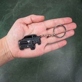 FOUR WHEEL BEAST Chevy Keychain Compatible with Chevy Silverado 1500 Accessories - Toy Truck Gifts Men Key Fob (Black)