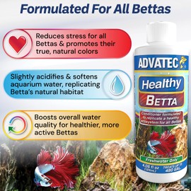 Advatec Healthy Betta Aquarium Conditioner – for Freshwater Aquariums Only, Creates a Natural Ecosystem for Bettas, Promotes Strong Immune System (4.06 fl oz/Treats Up to 480 US Gallons)
