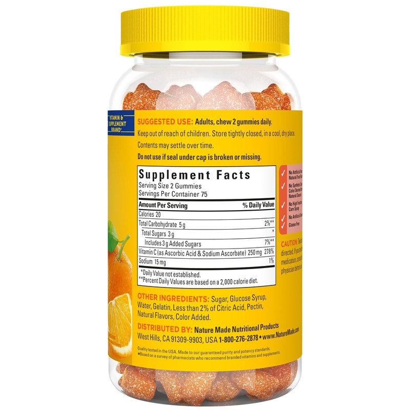 Nature Made Vitamin C 250 mg per serving, Dietary Supplement