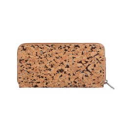 Hudson & James Ladies Designer Cork Vegan RFID Blocking Shield Compact Card Holder Wallet Purse Multi Card Women Clutch Wallet with Phone Pocket (Dark Brown)