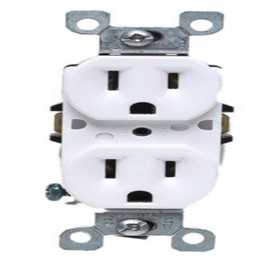 Leviton 5248-CP 15 Amp, 125 Volt, Duplex Receptacle, 8-Hole Quickwire, No Terminal Screws, Residential Grade, Grounding, Contractor Pack, White