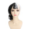 Black White Wig with Bangs Adjustable Breathable Net Synthetic Short