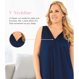 Exquisite Form 30107 Women's Nylon Tricot Sleeveless Short Knee Length Nightgown, Navy, X-Large